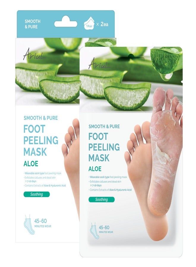 Ariul Smooth & Pure Foot Peeling Mask – Aloe Soothing Moisturizing Foot Care Socks, Exfoliating Peeling Mask with Aloe Vera & Hyaluronic Acid, Korean Skin Care, 2 Pairs